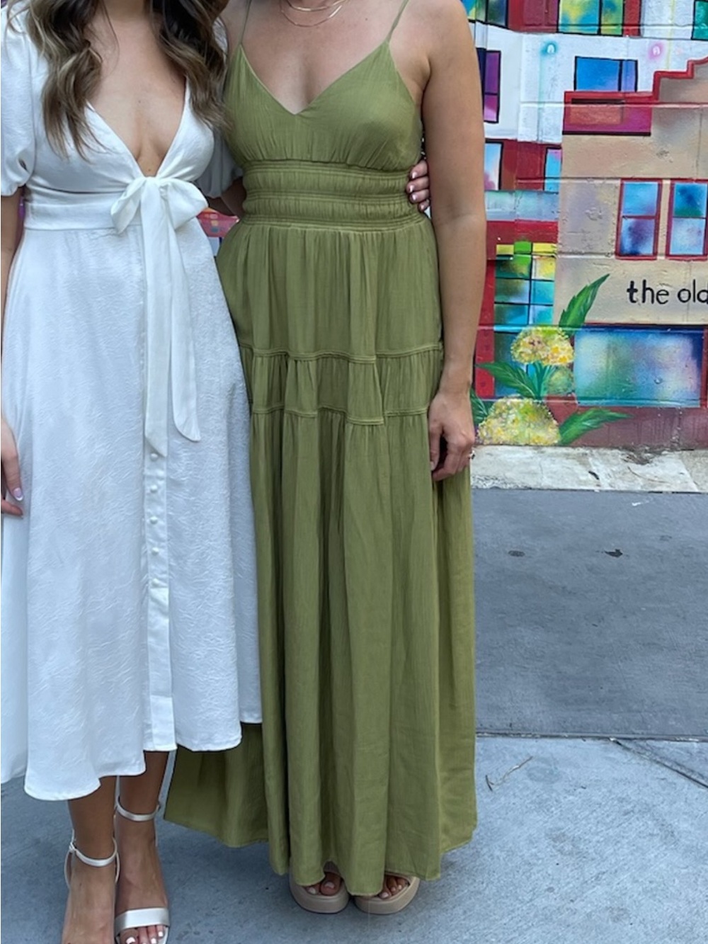 Blu Pepper Olive Green Tiered Maxi Dress with Smocked Waist - Picture 5 of 5